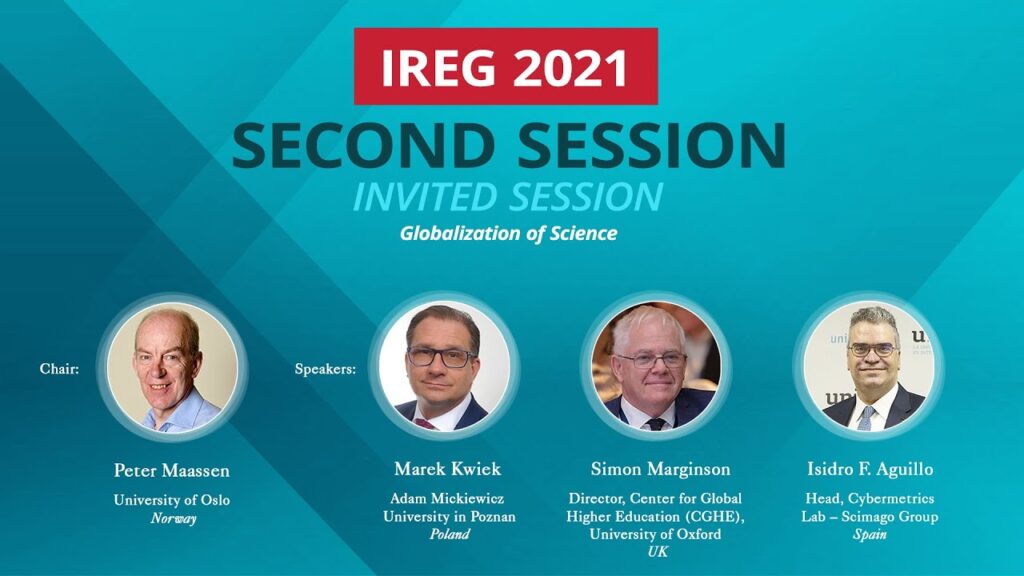 Marek Kwiek na zaproszonej sesji “Globalization of Science” na konferencji IREG 2021, Jeddah (Arabia Saudyjska))